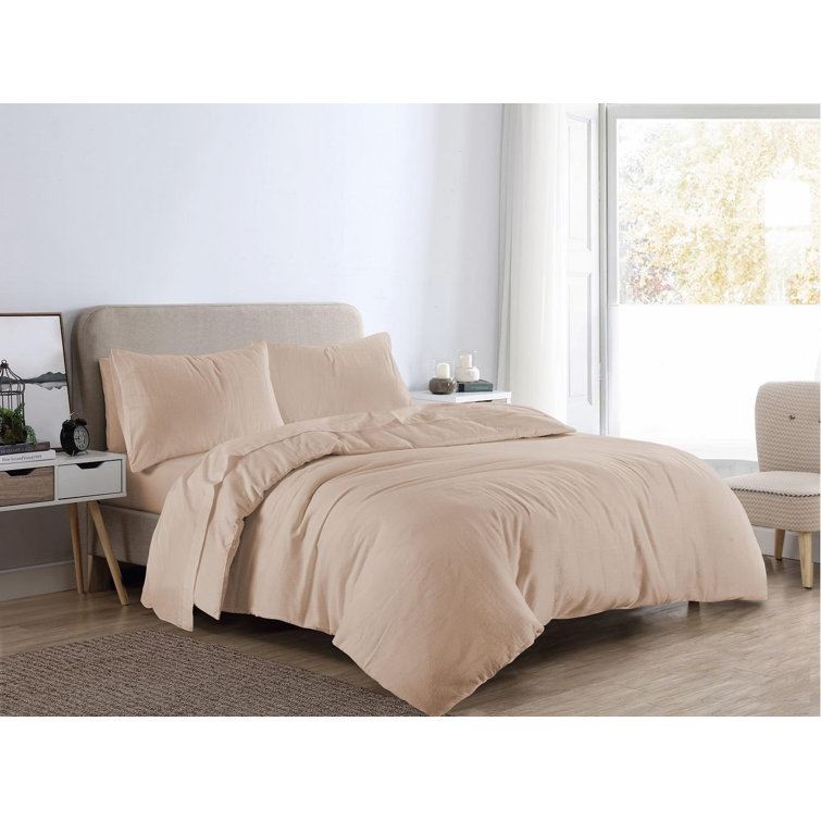 HomeSpace Direct Cotton Solid Colour Duvet Cover with Pillowcases Wayfair.co.uk